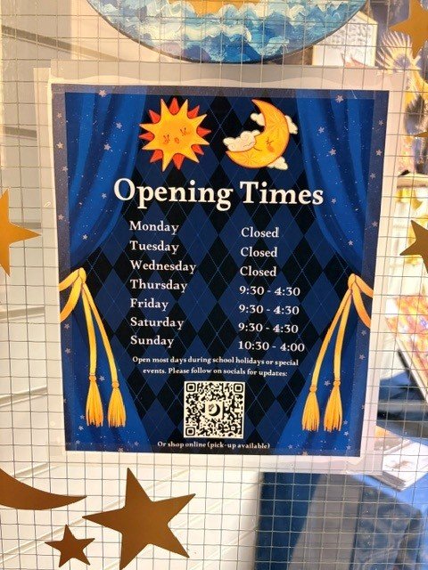 Starfall & Crescent shop opening hours notice