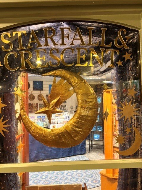 Starfall & Crescent shopfront and gold crescent moon display