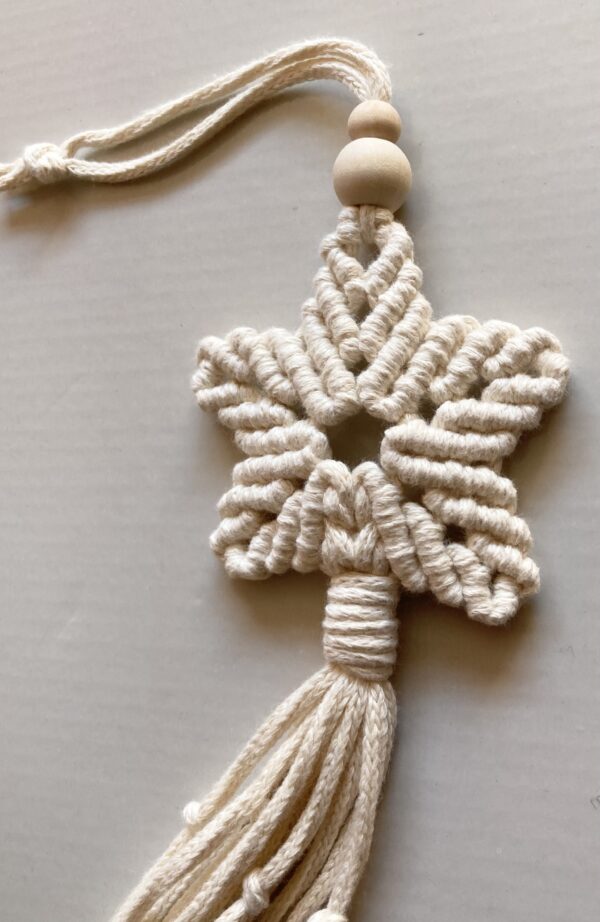 Handmade macrame star in cream cotton cord - Image 2