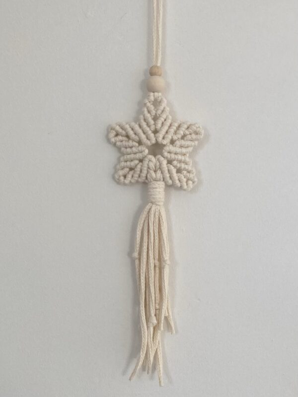 Handmade macrame star in cream cotton cord - Image 4