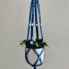Teal blue macramé plant holder