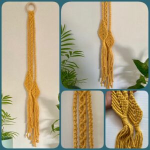 Macrame hanging decoration in mustard yellow cord